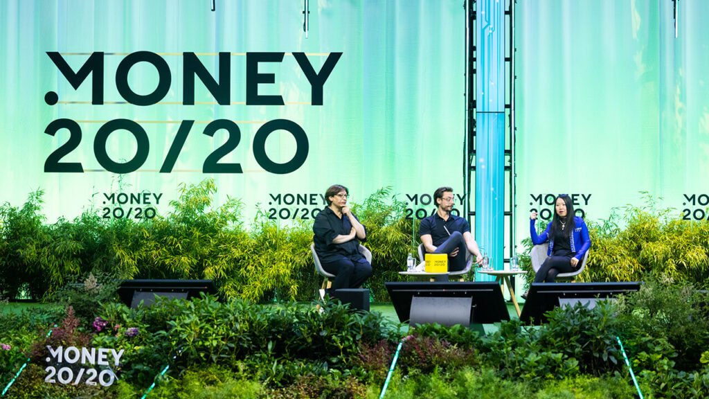 green stage with panel